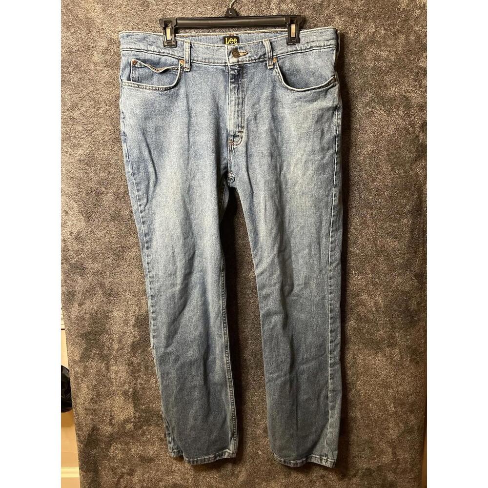 Lee Regular Fit Jeans 36x32 Lght Wash 100% Cotton Mens Denim